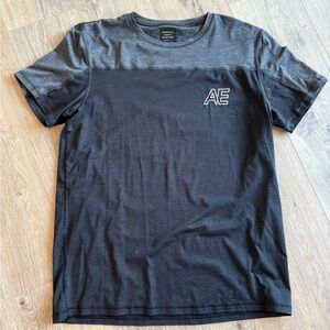 American Eagle Outfitters Men's Charcoal and Black Tee
